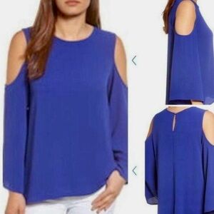 Vince Camuto Royal Blue Cold Shoulder Blouse